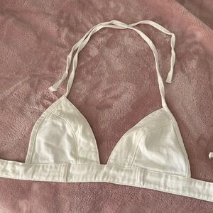 White Halter Bikini Top